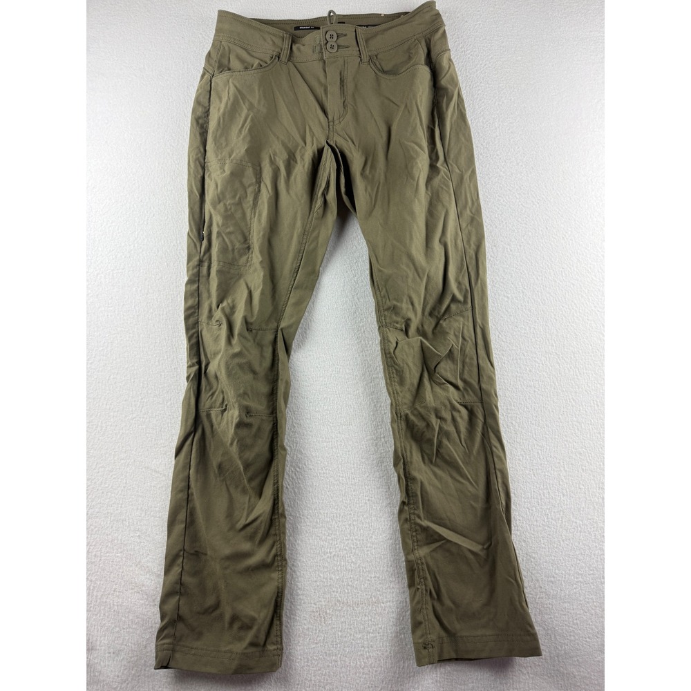 PrAna Halle Straight Fit Hiking Pants Womens 4/RG Olive Green Stretch Outdoor